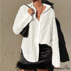 Solid Loose Casual Office Blouse