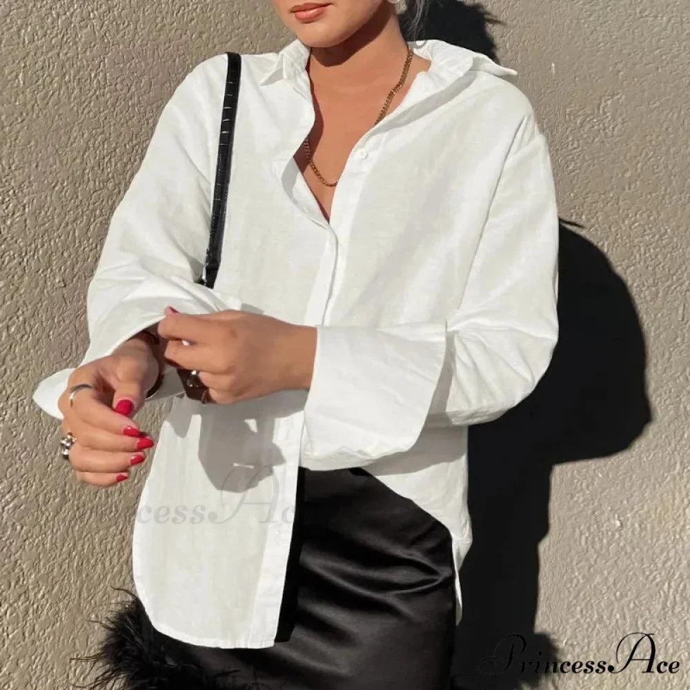 Solid Loose Casual Office Blouse