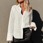 Solid Loose Casual Office Blouse