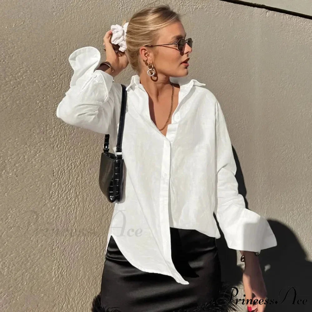 Solid Loose Casual Office Blouse