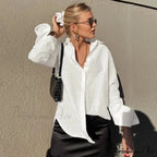 Solid Loose Casual Office Blouse