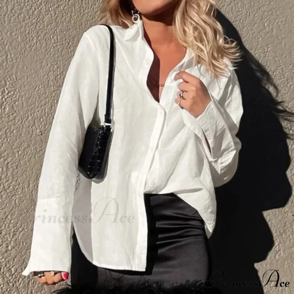 Solid Loose Casual Office Blouse