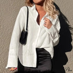 Solid Loose Casual Office Blouse