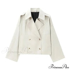 Solid Loose Contrast Double Collar Double Breasted Long Women's Windbreaker Office Lady 2024 Stylish Coat