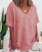 Solid Loose T-Shirt in Neck Round Color
