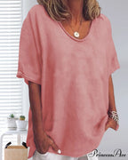 Solid Loose T-Shirt in Neck Round Color