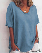 Solid Loose T-Shirt in Neck Round Color