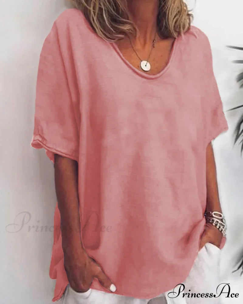Solid Loose T-Shirt in Neck Round Color
