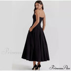 Solid Off-shoulder Chic Backless Strapless High-waisted Elegant Maxi Dress