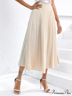 Solid Pleated Skirt Workwear