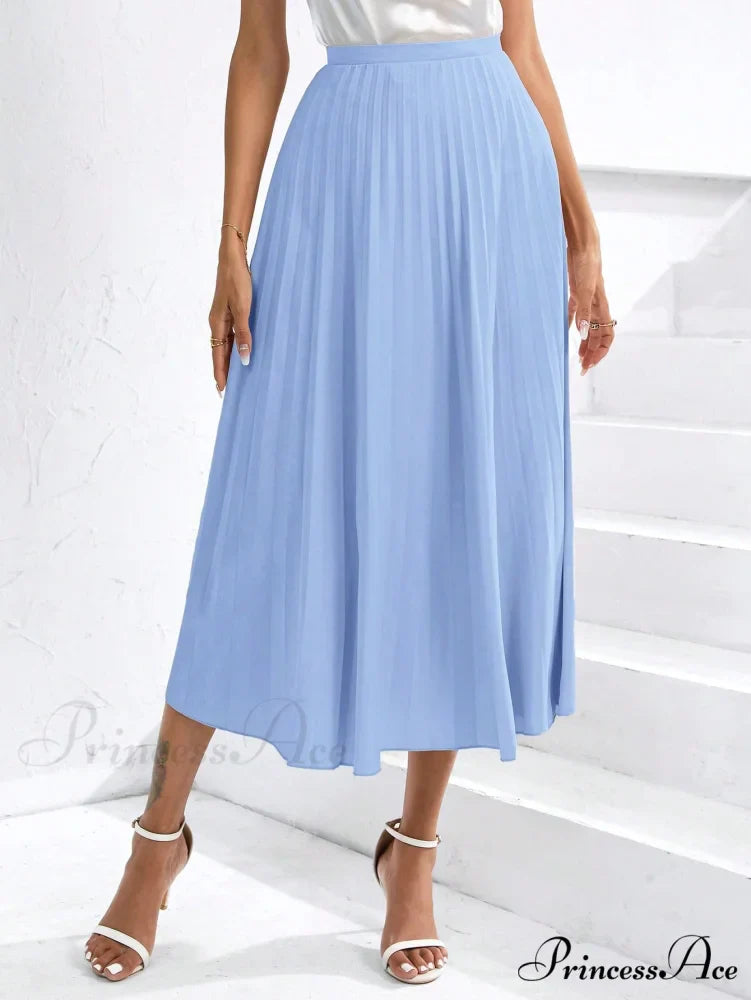 Solid Pleated Skirt Workwear