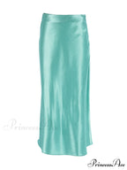 Solid Purple Satin Silk Skirt