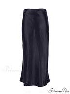 Solid Purple Satin Silk Skirt