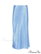 Solid Purple Satin Silk Skirt