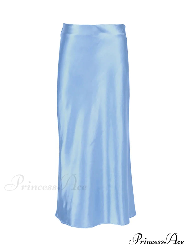 Solid Purple Satin Silk Skirt