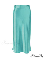 Solid Purple Satin Silk Skirt