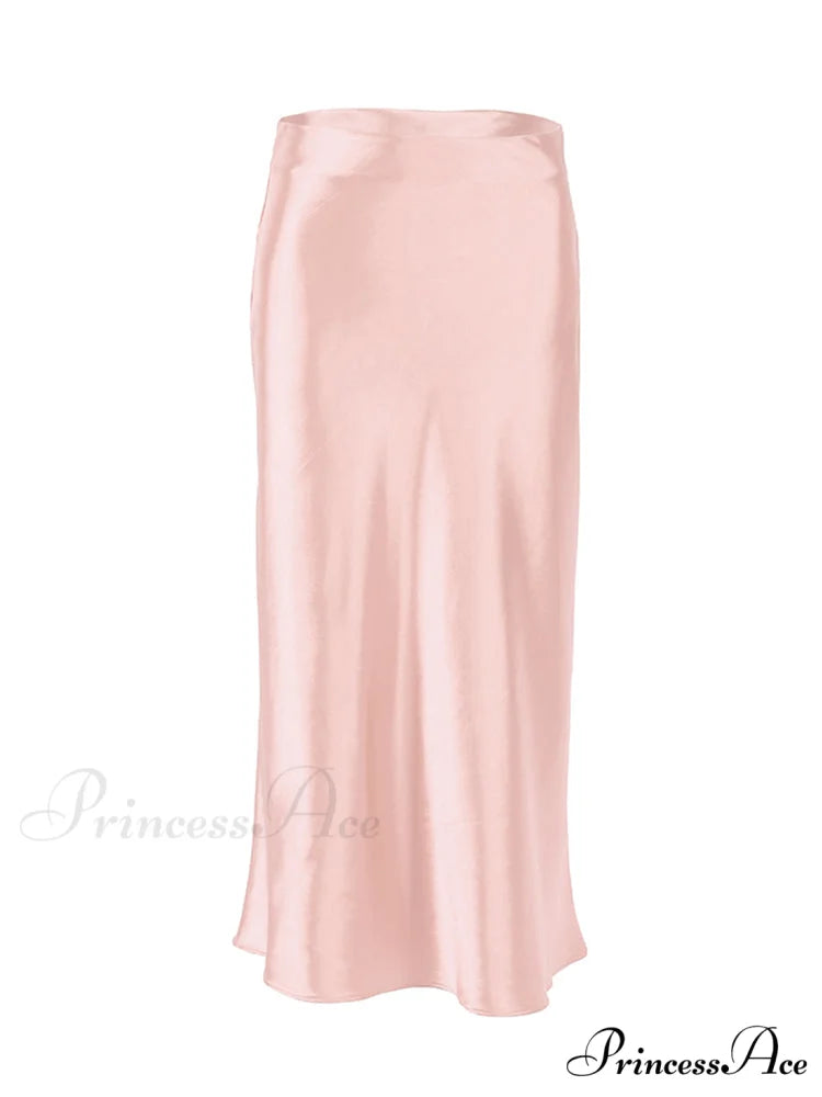 Solid Purple Satin Silk Skirt