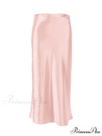 Solid Purple Satin Silk Skirt