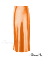 Solid Purple Satin Silk Skirt