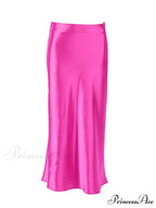 Solid Purple Satin Silk Skirt