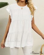 Solid Ruffle Color Arm Blouse