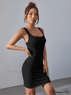Solid Square Neck Tank Dress