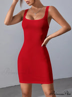 Solid Square Neck Tank Dress