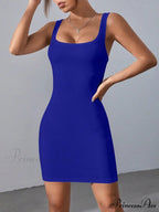 Solid Square Neck Tank Dress