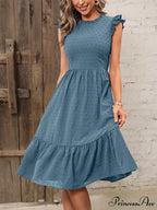 Solid Swiss Dot Ruffle Hem Dress