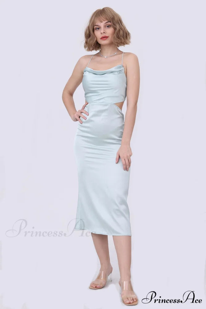 Solid Tie Backless Cami Dress