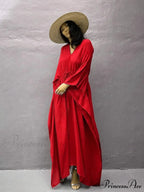 Solid Tunic Loose Kaftan Side Split Long Maxi Dress