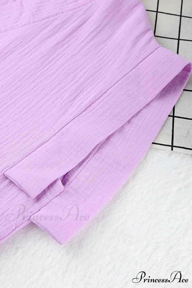 Solid V Neck Cotton Dress with Side Slit