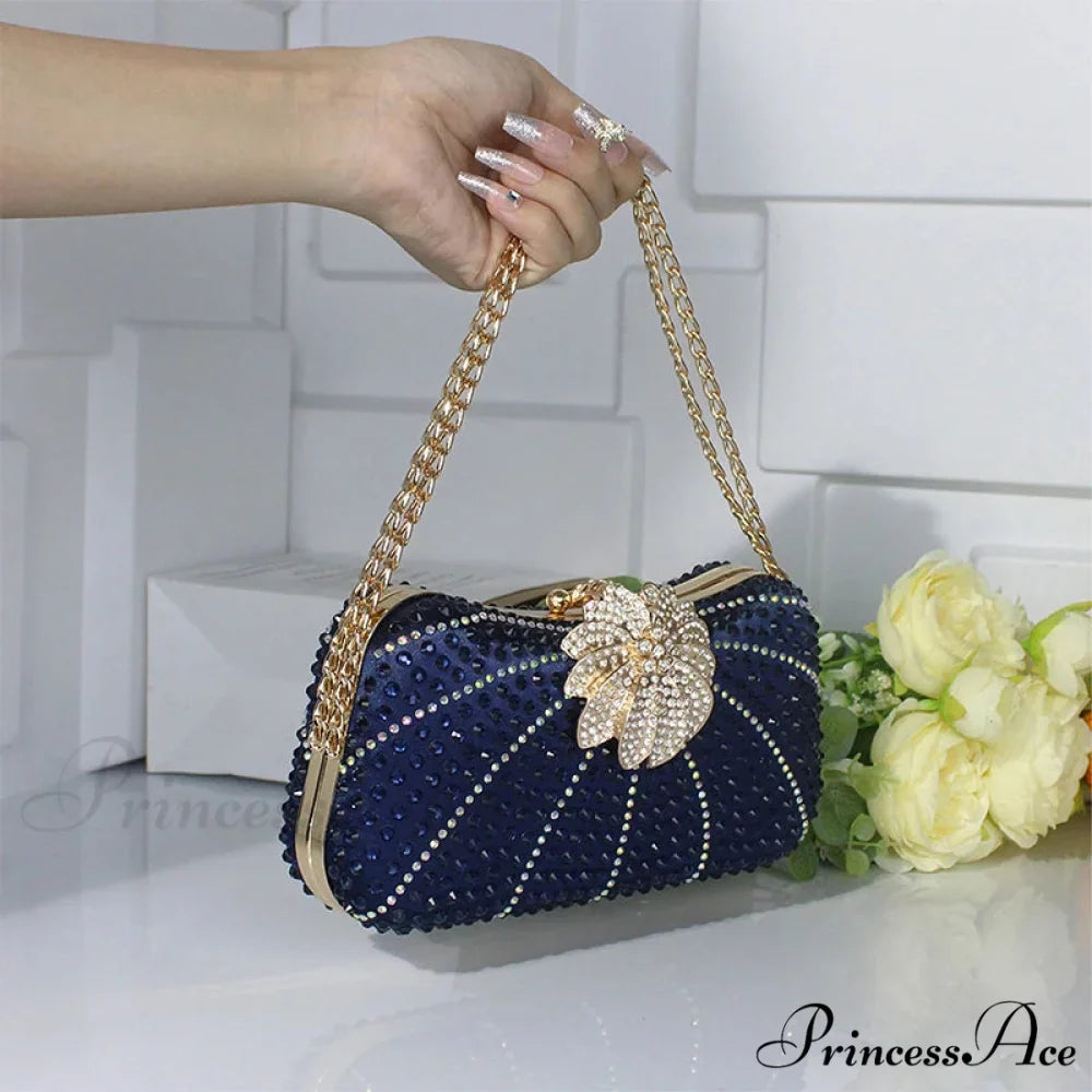Sophisticated Crystal Gleaming Evening Clutch Purse Wedding Bag