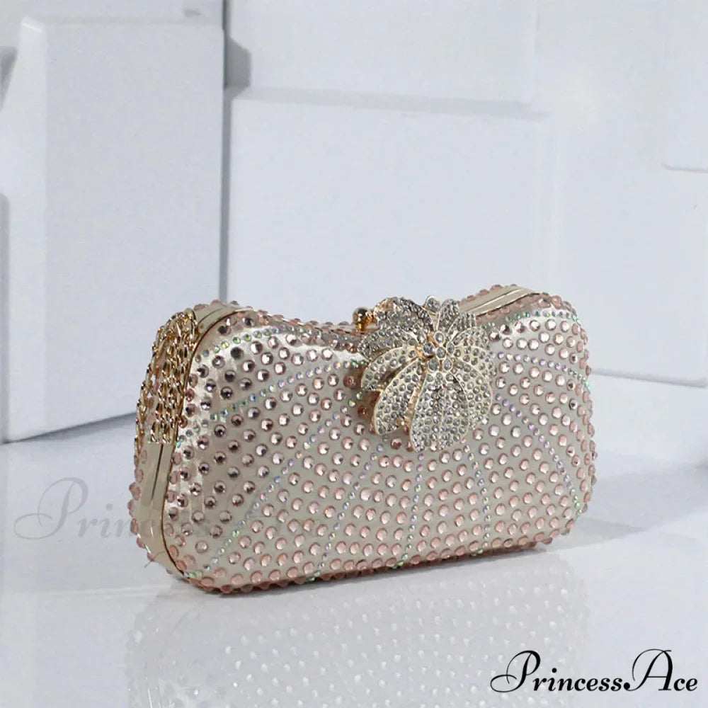 Sophisticated Crystal Gleaming Evening Clutch Purse Wedding Bag