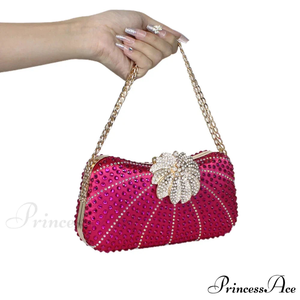 Sophisticated Crystal Gleaming Evening Clutch Purse Wedding Bag