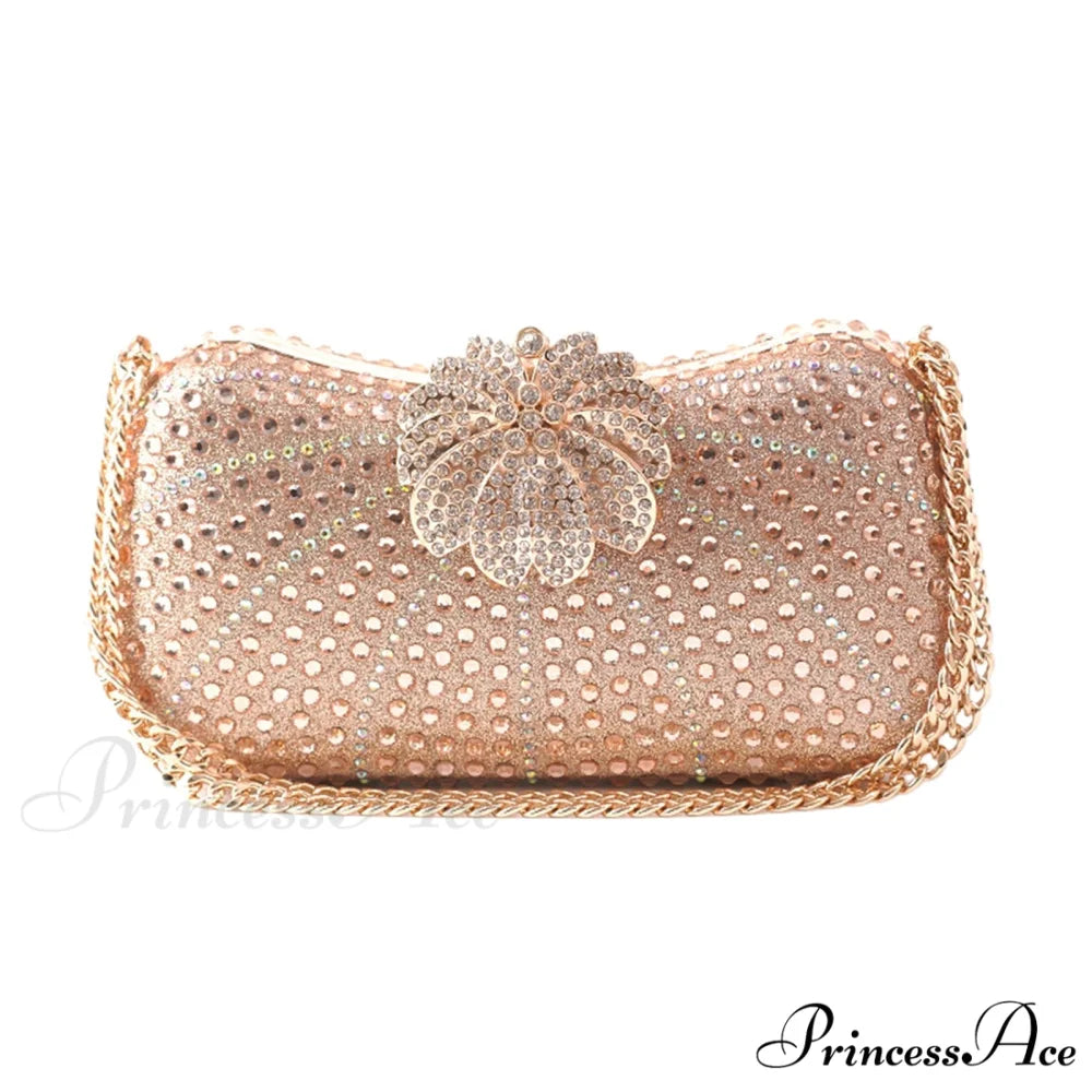 Sophisticated Crystal Gleaming Evening Clutch Purse Wedding Bag