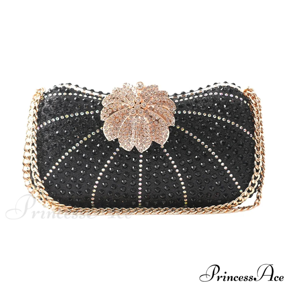 Sophisticated Crystal Gleaming Evening Clutch Purse Wedding Bag