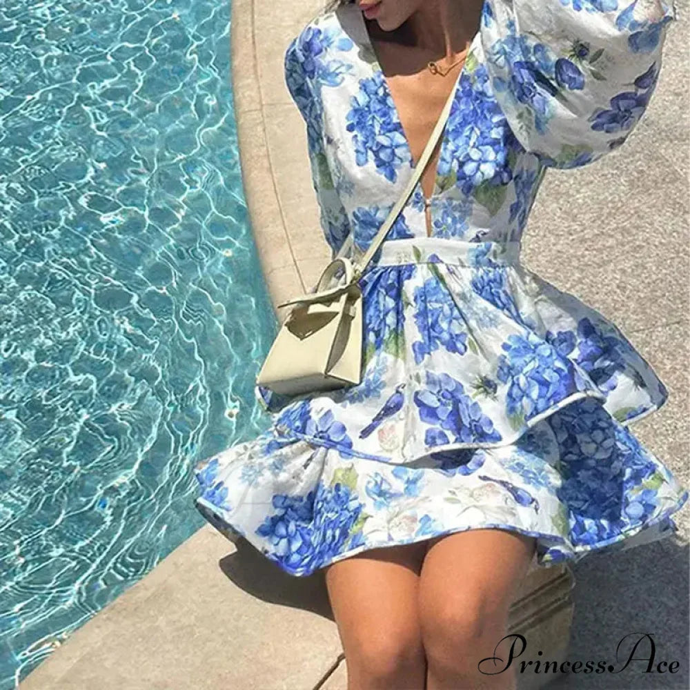 Sophisticated Flower Frill Tiered Short Evening Dress