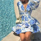 Sophisticated Flower Frill Tiered Short Evening Dress