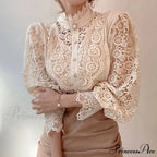 Sophisticated Lace Patchwork Ivory Blouse