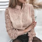 Sophisticated Lace Patchwork Ivory Blouse