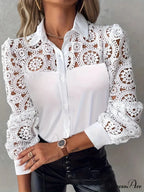 Sophisticated Lace Patchwork Ivory Blouse