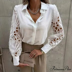 Sophisticated Lace Patchwork Ivory Blouse