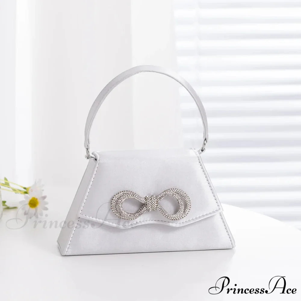 Sophisticated Silk Gem Bow Wedding Clutch Bag