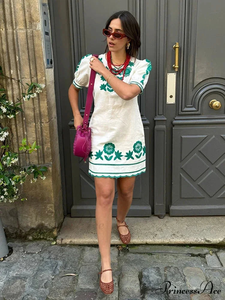 Sophisticated Stitched Ripple Border Floral Dress