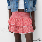 Sophisticated Tiered Checkered Summer Skirt