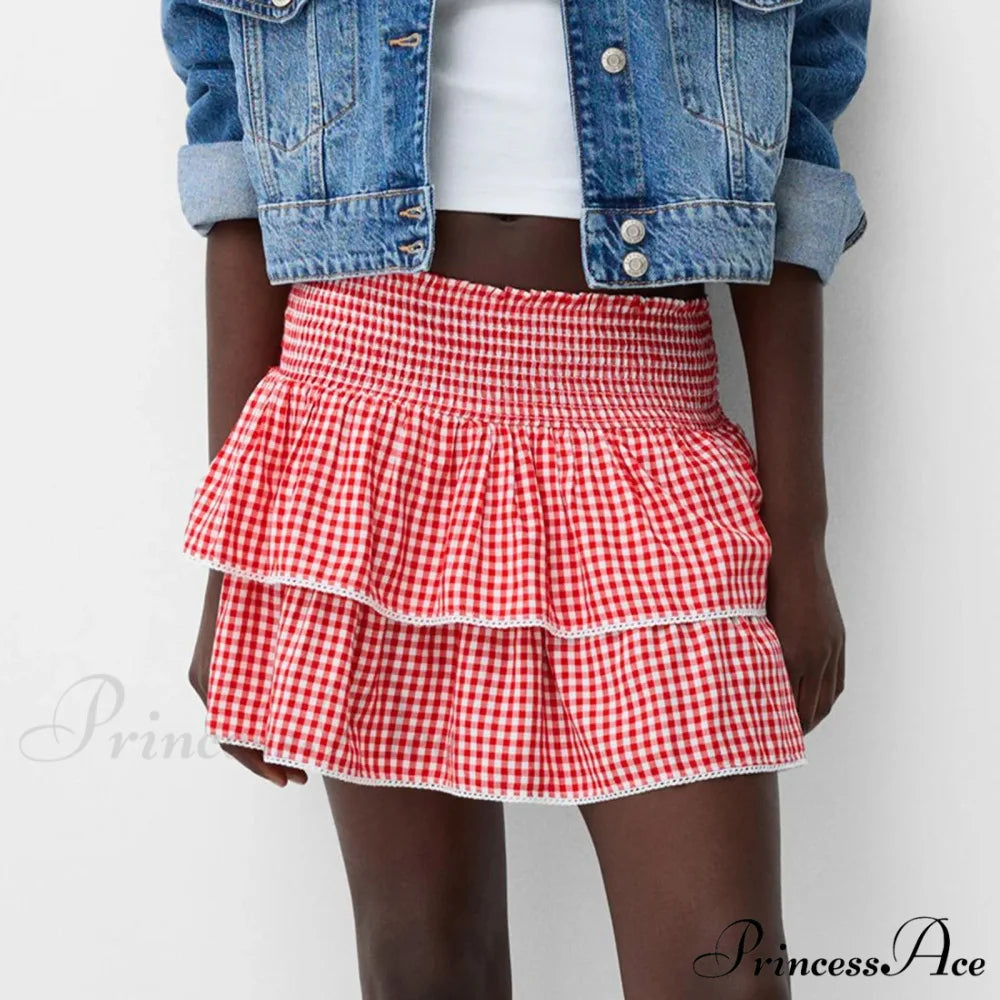 Sophisticated Tiered Checkered Summer Skirt