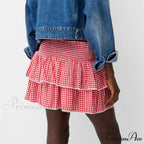 Sophisticated Tiered Checkered Summer Skirt