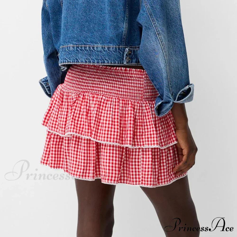 Sophisticated Tiered Checkered Summer Skirt