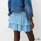 Sophisticated Tiered Checkered Summer Skirt